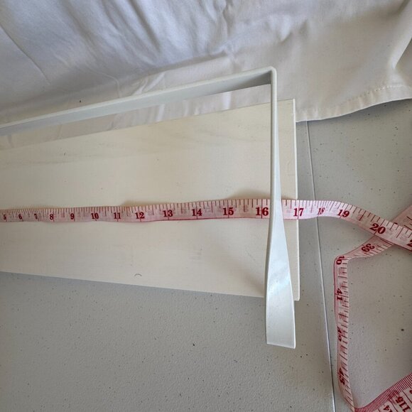 White Wall Mounted Wood and Metal Shelf with Towel Bar Modern Bathroom Storage - Picture 4 of 4